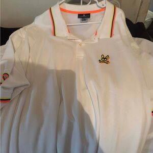Psycho Bunny White Polo Shirt with Multicolor Accents